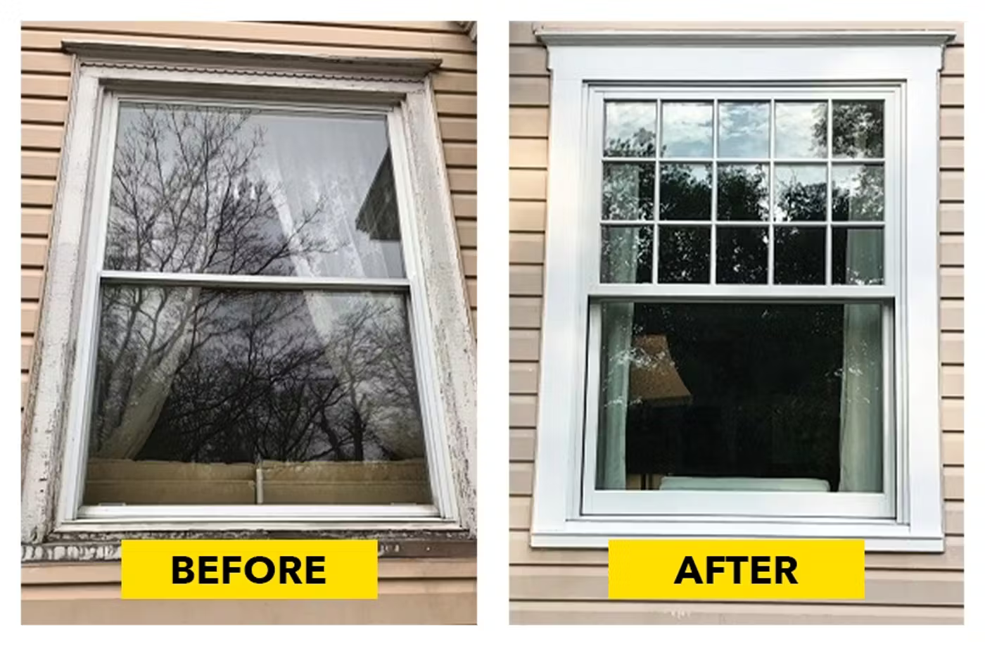 Example of modern, energy-efficient window replacement installation